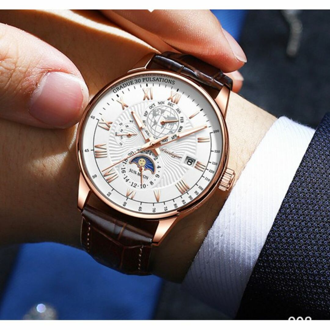 スイスのビジネスベルトメンズクォーツ腕時計POEDAGAR メンズの時計(腕時計(アナログ))の商品写真