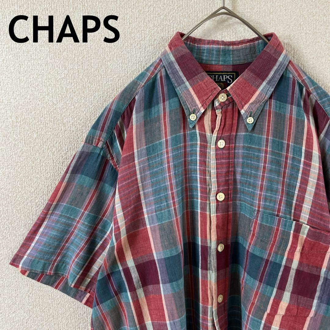 Ralph Lauren(ラルフローレン)のV3ラルフローレンCHAPSチェックシャツ半袖　薄手　80s 90s Mメンズ メンズのトップス(Tシャツ/カットソー(半袖/袖なし))の商品写真