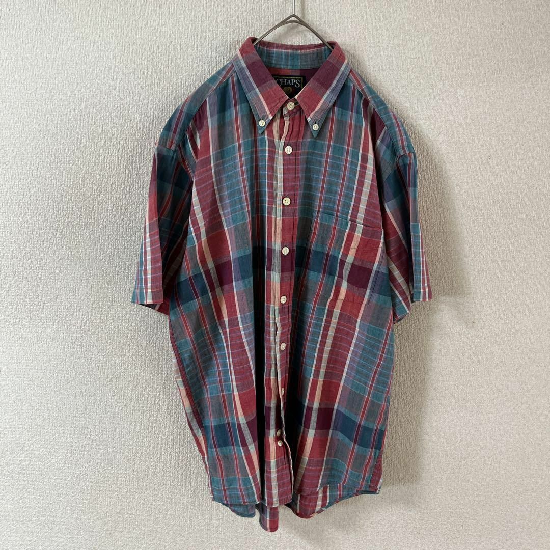 Ralph Lauren(ラルフローレン)のV3ラルフローレンCHAPSチェックシャツ半袖　薄手　80s 90s Mメンズ メンズのトップス(Tシャツ/カットソー(半袖/袖なし))の商品写真