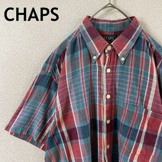 ラルフローレン(Ralph Lauren)のV3ラルフローレンCHAPSチェックシャツ半袖　薄手　80s 90s Mメンズ(Tシャツ/カットソー(半袖/袖なし))