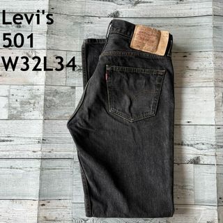 リーバイス(Levi's)のリーバイス　501 ブラックデニム　90s 先染め　ボタンフライ　W32L34(デニム/ジーンズ)