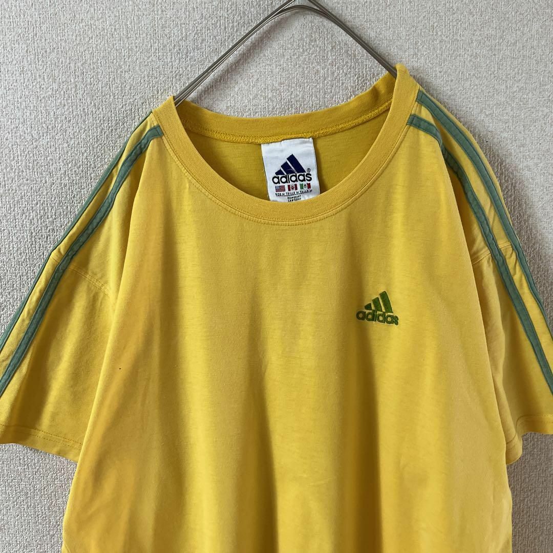 adidas(アディダス)のV3 adidas 90s00s スリーストライプ　tシャツ 半袖　黄色Mメンズ メンズのトップス(Tシャツ/カットソー(半袖/袖なし))の商品写真