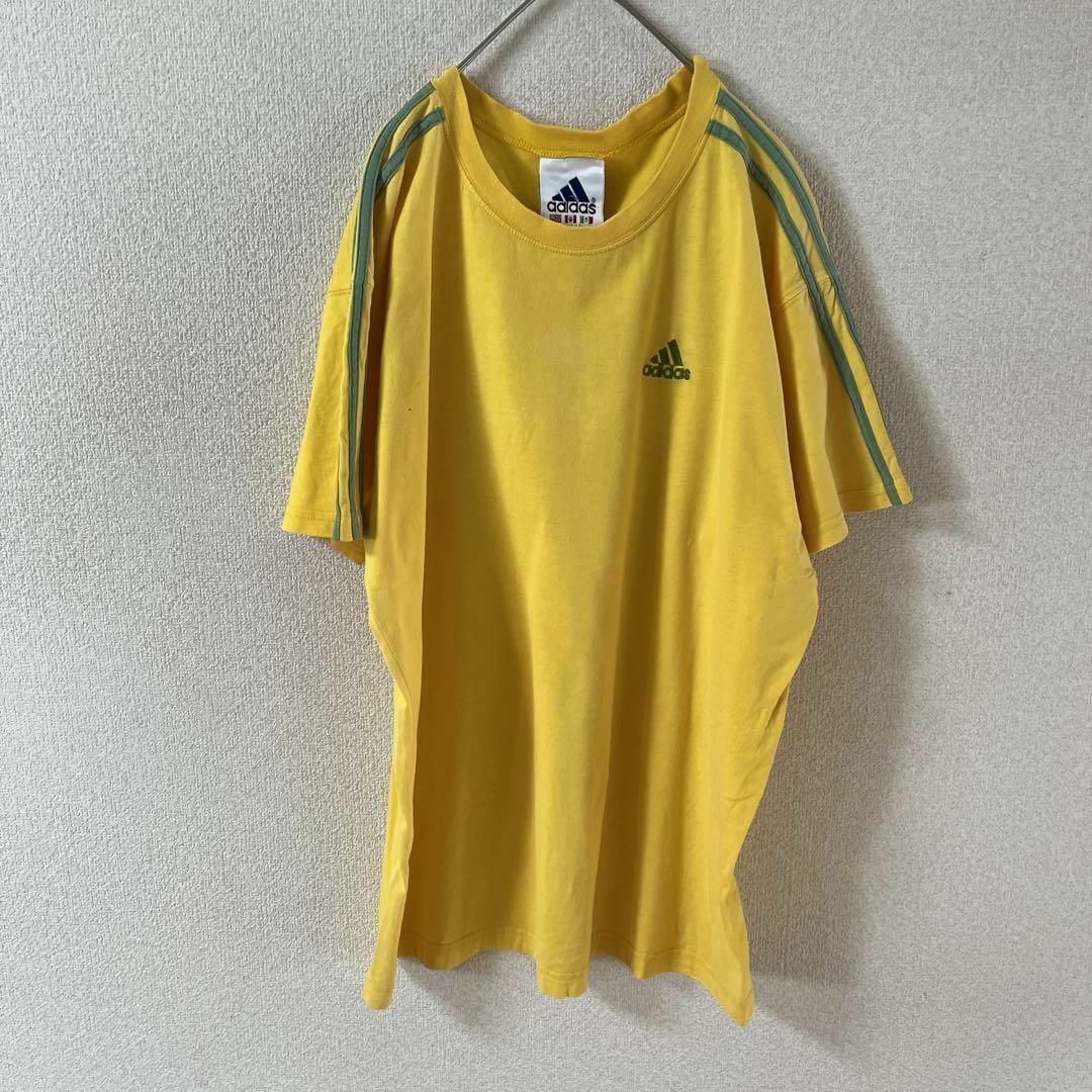 adidas(アディダス)のV3 adidas 90s00s スリーストライプ　tシャツ 半袖　黄色Mメンズ メンズのトップス(Tシャツ/カットソー(半袖/袖なし))の商品写真