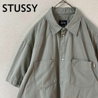 ステューシー(STUSSY)のV3 STUSSY 半袖シャツ　USA製　ヴィンテージ　スナップボタン　Mメンズ(Tシャツ/カットソー(半袖/袖なし))