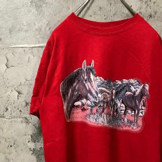 ジャージーズ(JERZEES)のウマ 馬 アニマル USA輸入 雰囲気抜群 Tシャツ(Tシャツ/カットソー(半袖/袖なし))