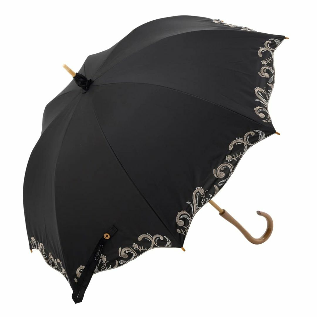 【色: ブラック】[ルーアンドシー] 日傘 uvカット 遮光 100% かわず張 レディースのファッション小物(その他)の商品写真