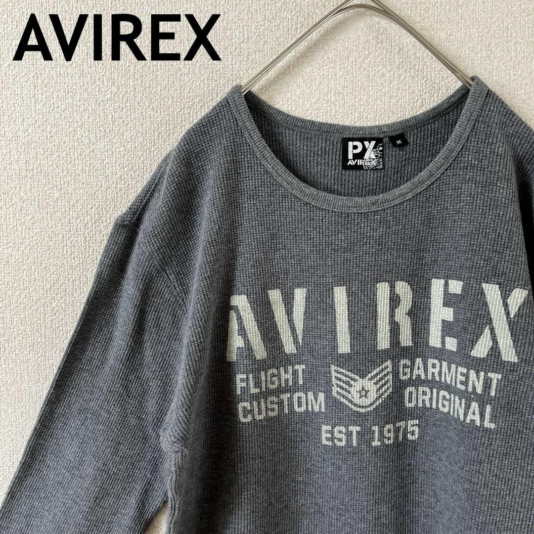 AVIREX(アヴィレックス)のV3アヴィレックス　ロンT 長袖　tシャツ ストレッチMメンズ 灰　背面プリント メンズのトップス(Tシャツ/カットソー(七分/長袖))の商品写真