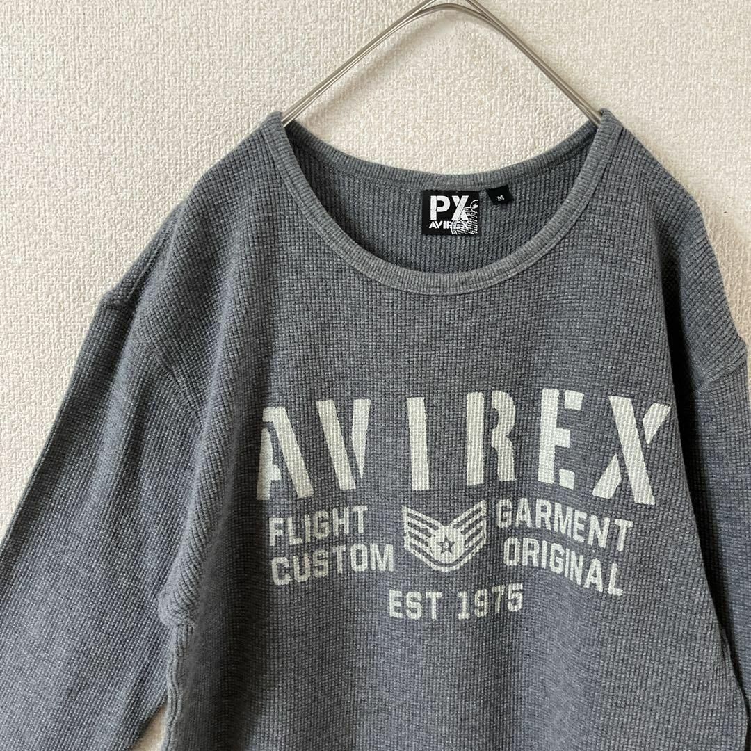 AVIREX(アヴィレックス)のV3アヴィレックス　ロンT 長袖　tシャツ ストレッチMメンズ 灰　背面プリント メンズのトップス(Tシャツ/カットソー(七分/長袖))の商品写真