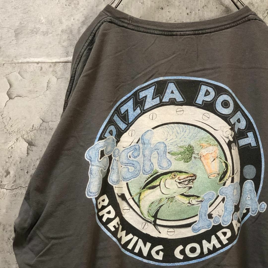 PIZZA PORT 企業ロゴ ビール USA輸入 サカナ Tシャツ メンズのトップス(Tシャツ/カットソー(半袖/袖なし))の商品写真