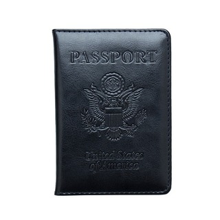 【再入荷】パスポートケース　カバー　革　ブラック　黒　PUレザー　軽量　ビジネス(名刺入れ/定期入れ)
