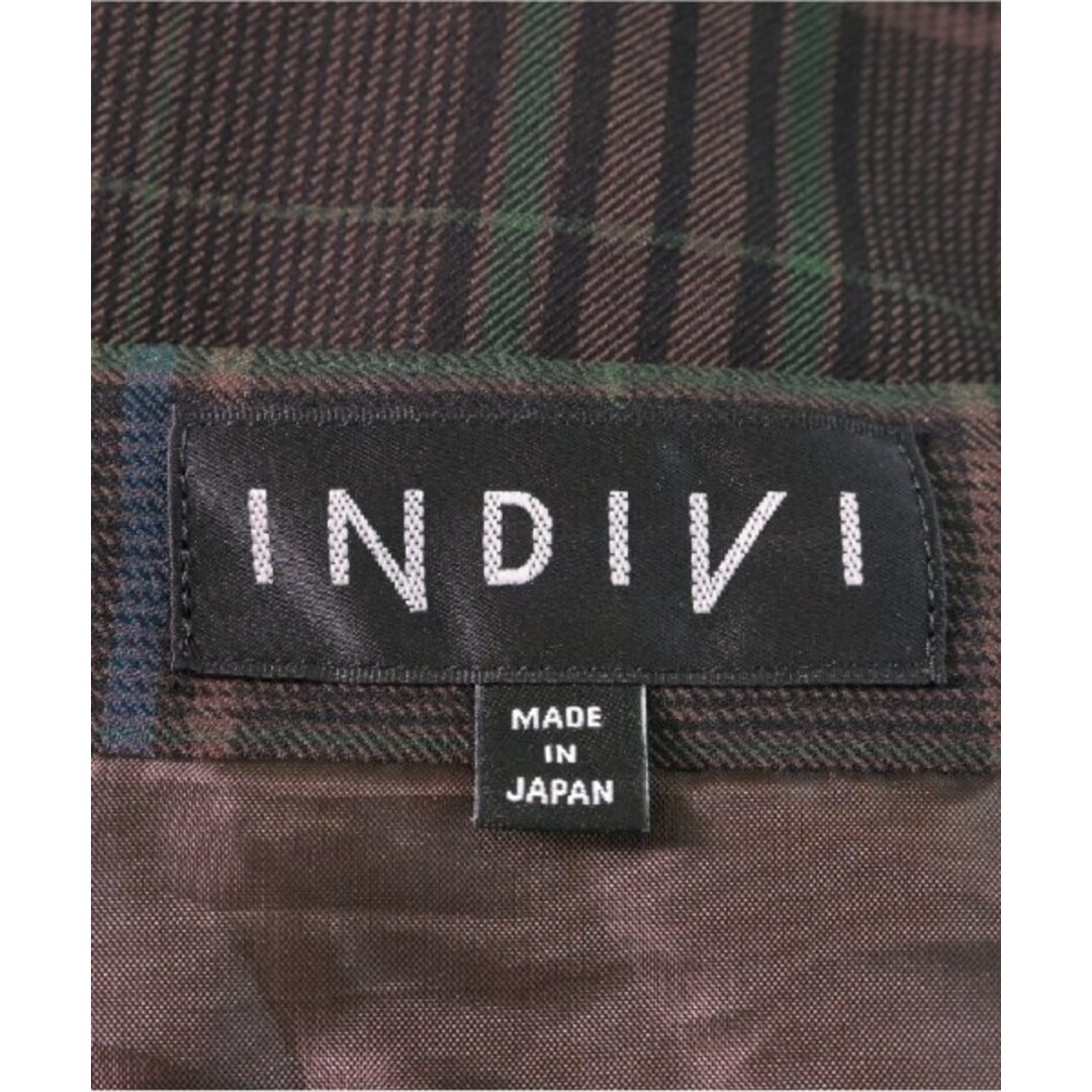 INDIVI(インディヴィ)のINDIVI ひざ丈スカート 13(XL位) 茶x緑x青等(チェック) 【古着】【中古】 レディースのスカート(ひざ丈スカート)の商品写真