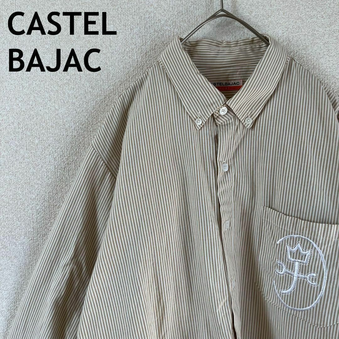 CASTELBAJAC(カステルバジャック)のO2カステルバジャック　ストライプ柄シャツ　長袖　刺繍ロゴ　背面刺繍Mメンズ程度 メンズのトップス(Tシャツ/カットソー(七分/長袖))の商品写真