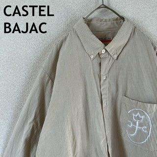 CASTELBAJAC - O2カステルバジャック　ストライプ柄シャツ　長袖　刺繍ロゴ　背面刺繍Mメンズ程度