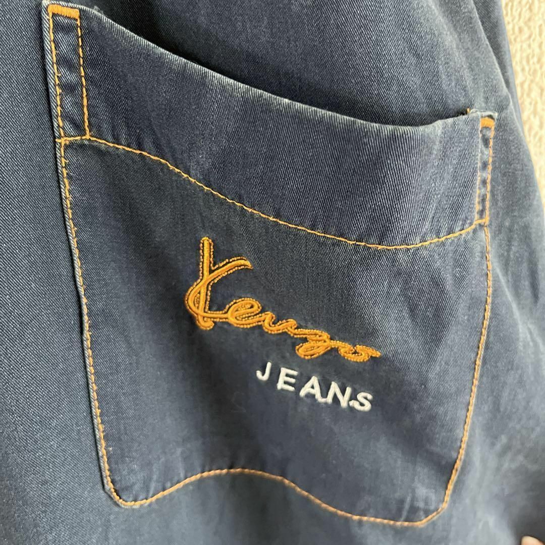 KENZO(ケンゾー)のO3 KENZO ボタンダウンシャツ　長袖　刺繍ロゴ　ポリノジック　Ｌメンズ メンズのトップス(Tシャツ/カットソー(七分/長袖))の商品写真