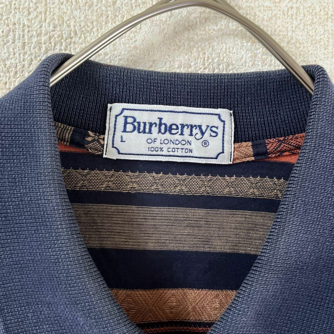 BURBERRY(バーバリー)のL1 バーバリー　ネイティブ柄ポロシャツ　半袖　タイト目　ボーダー　Ｌメンズ メンズのトップス(ポロシャツ)の商品写真