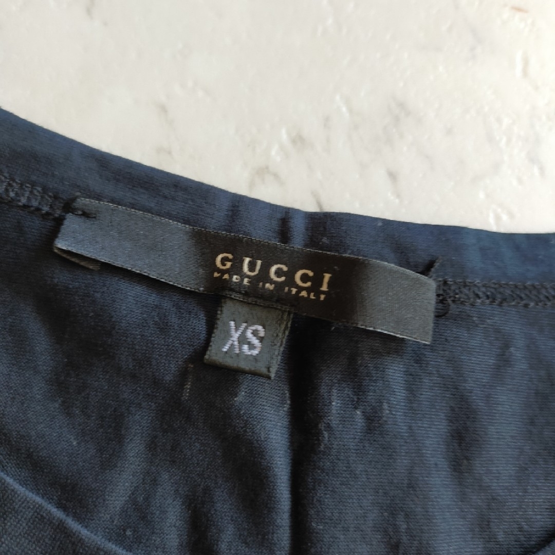 Gucci(グッチ)のGUCCI　グッチ　タンクトップ　濃紺　脇紐付き　XS レディースのトップス(タンクトップ)の商品写真