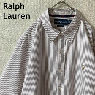 ラルフローレン(Ralph Lauren)のL3 ラルフローレン　ストライプ柄シャツ　長袖　コットン　XLメンズ 紫系(Tシャツ/カットソー(七分/長袖))