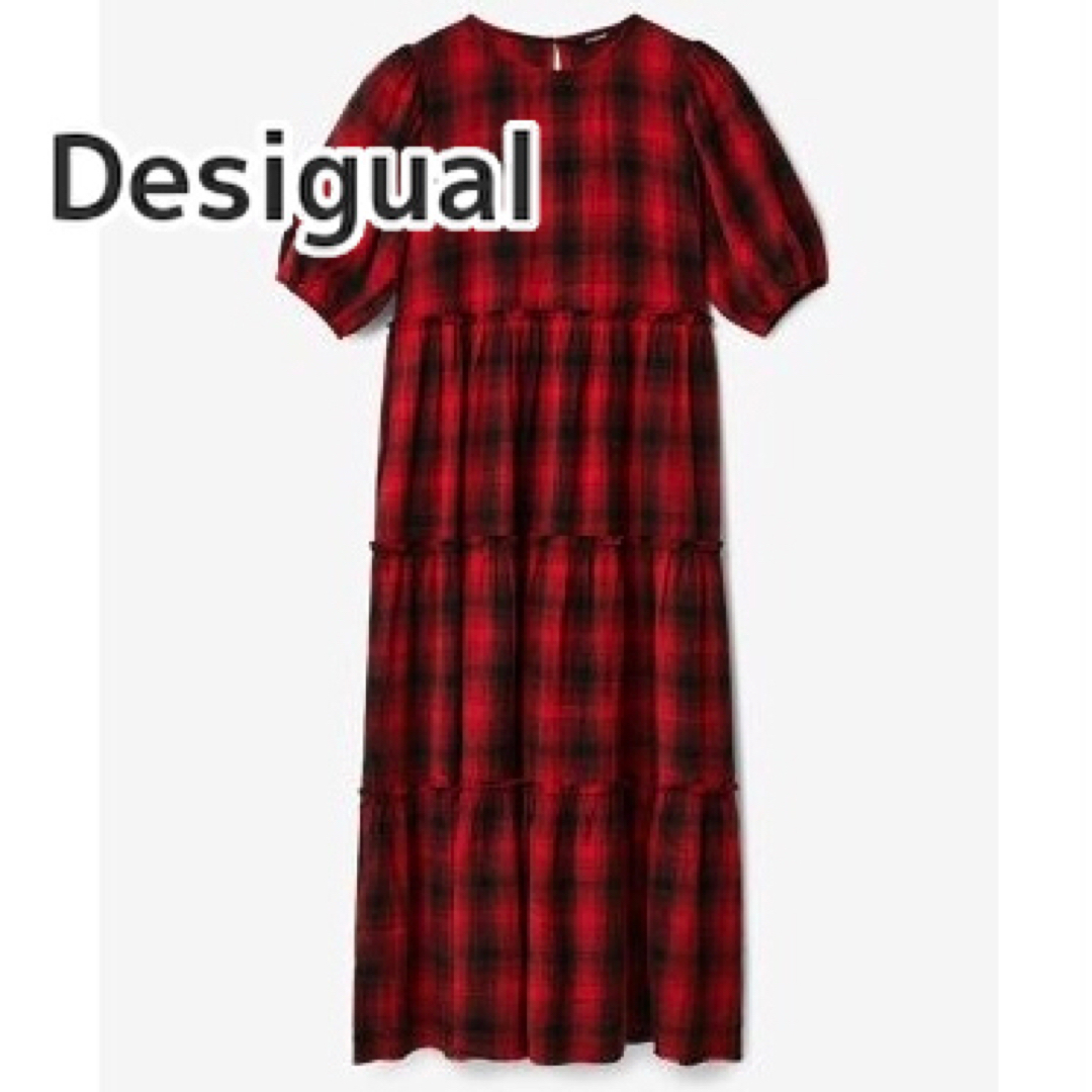 DESIGUAL(デシグアル)のデシグアル Desigual チェック ミディワンピース y2k フェアリーコア レディースのワンピース(ロングワンピース/マキシワンピース)の商品写真