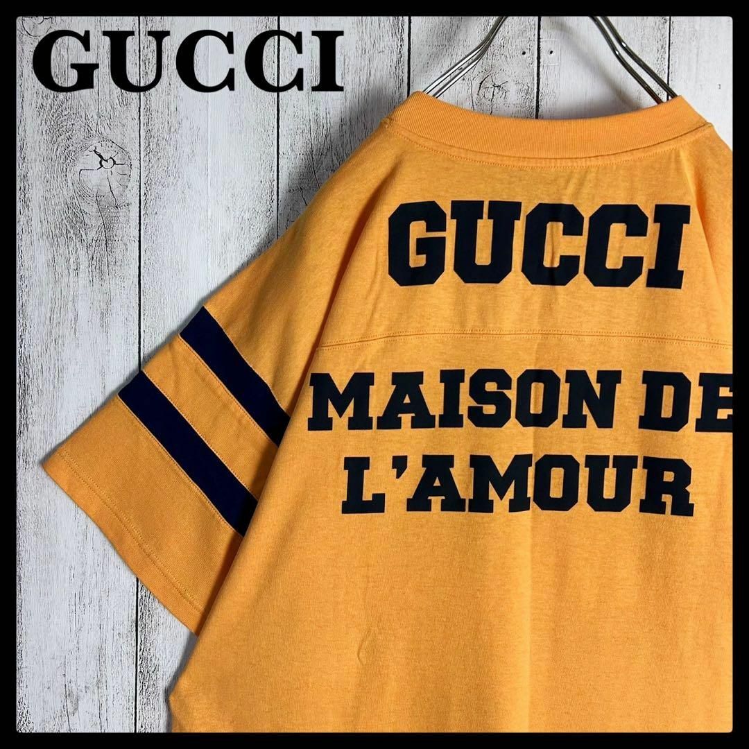 Gucci(グッチ)のグッチ GUCCI☆両面ロゴ入りフットボールTシャツ オレンジ 入手困難 メンズのトップス(Tシャツ/カットソー(半袖/袖なし))の商品写真