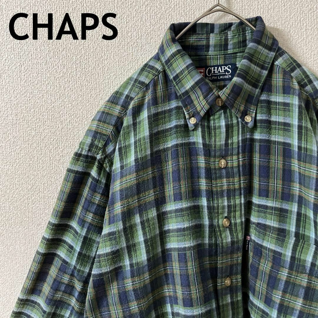 Ralph Lauren(ラルフローレン)のI1ラルフローレンCHAPS チェックシャツ　長袖　ネルシャツ　Mメンズゆったり メンズのトップス(Tシャツ/カットソー(七分/長袖))の商品写真