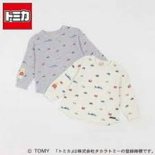 petit main - プティマイン　TOMICAワッフル総柄長袖Tシャツ　トミカコラボ　新品　グレー