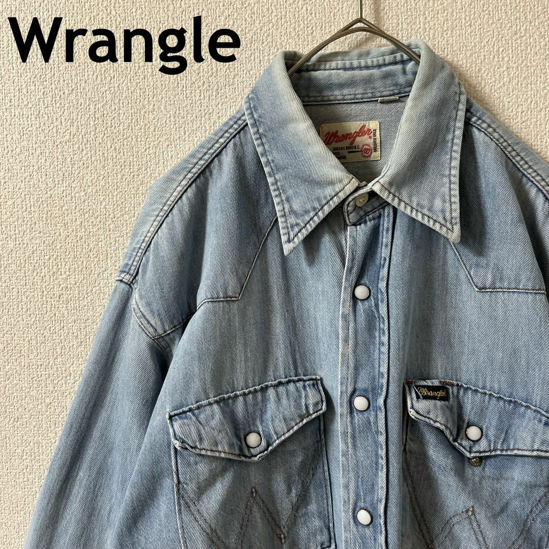 Wrangler(ラングラー)のI1 ラングラー　デニムシャツ　長袖　アイスブルー　Sメンズ　スナップボタン メンズのトップス(Tシャツ/カットソー(七分/長袖))の商品写真