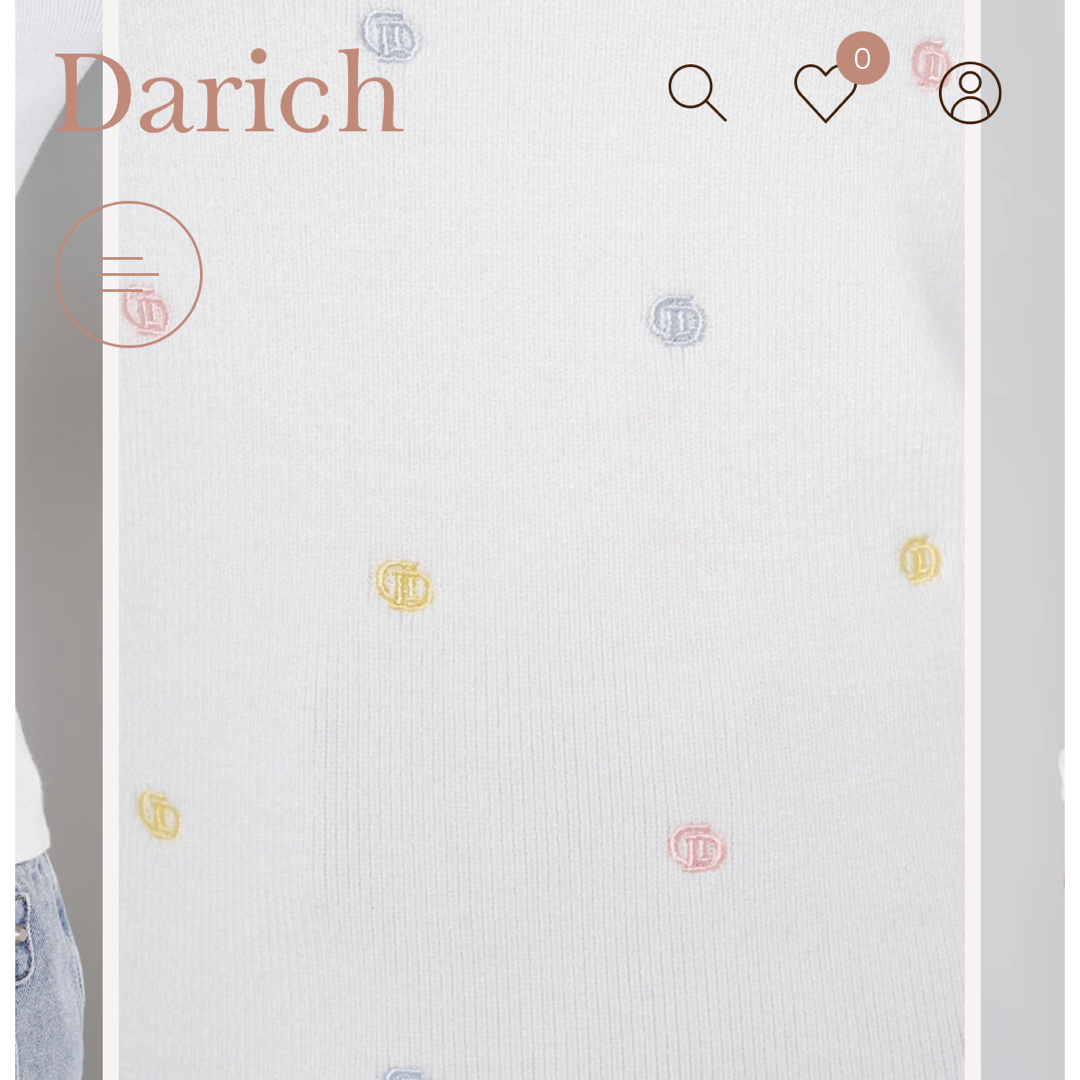 Darich(ダーリッチ)のダーリッチ  ファンシーカラーエンブロイダリーニットトップス  ホワイト レディースのトップス(シャツ/ブラウス(長袖/七分))の商品写真