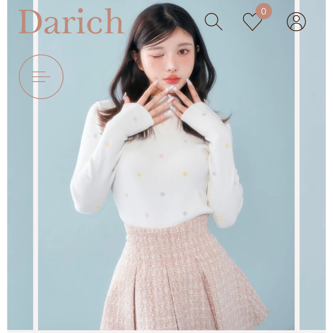 Darich(ダーリッチ)のダーリッチ  ファンシーカラーエンブロイダリーニットトップス  ホワイト レディースのトップス(シャツ/ブラウス(長袖/七分))の商品写真