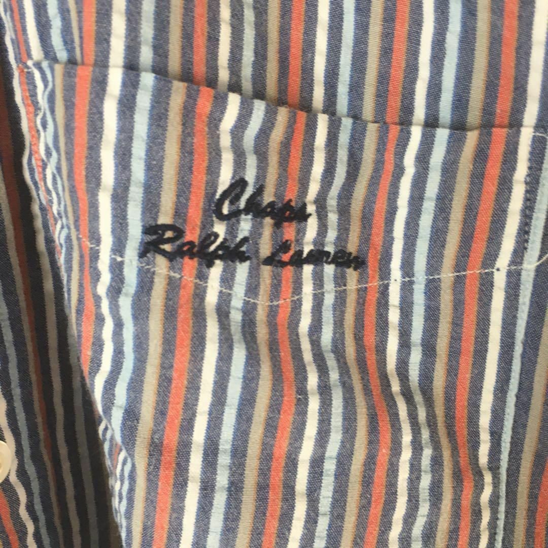 Ralph Lauren(ラルフローレン)のH2 ラルフローレンチャップス　ストライプ柄シャツ　半袖　サッカー生地　Mメンズ メンズのトップス(Tシャツ/カットソー(半袖/袖なし))の商品写真