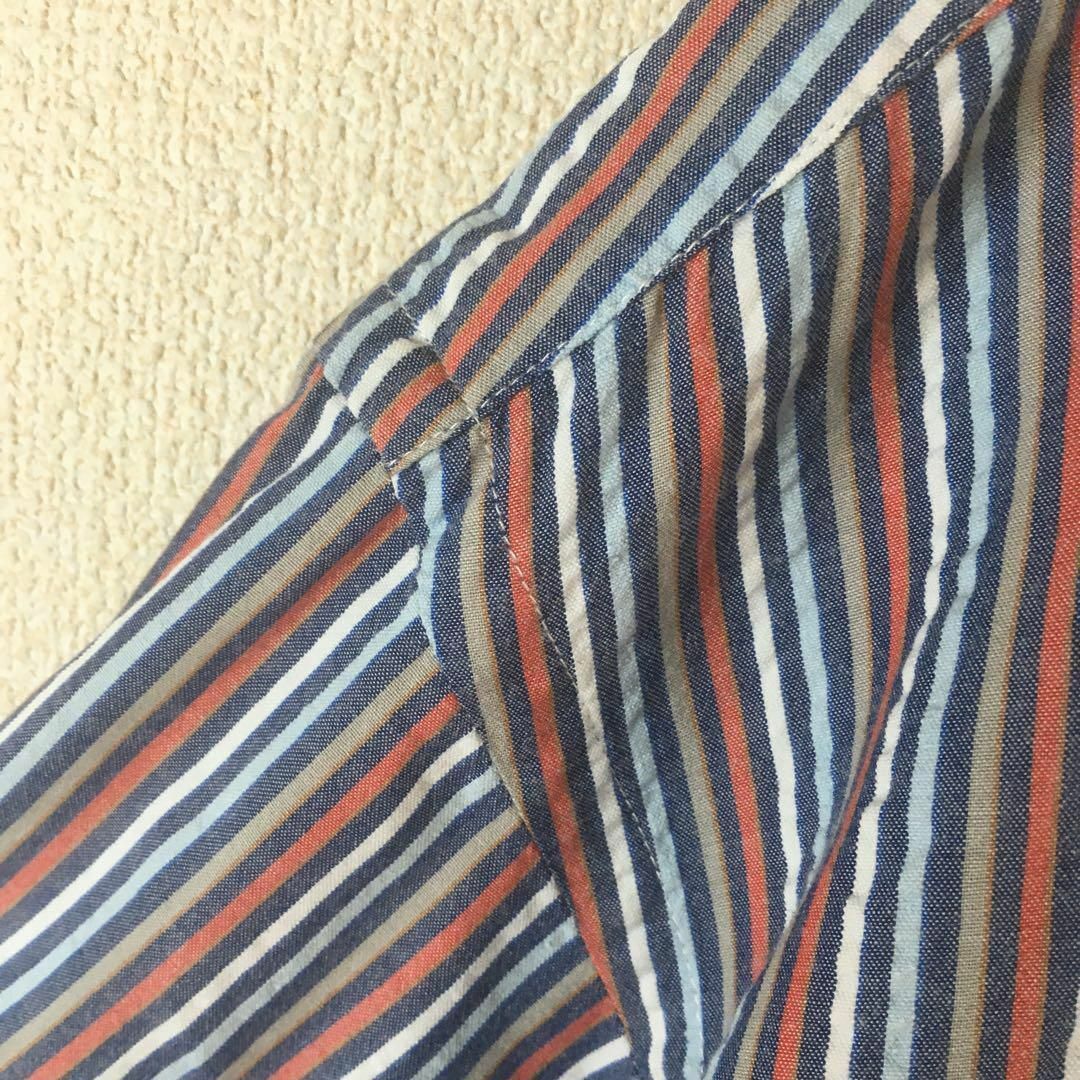 Ralph Lauren(ラルフローレン)のH2 ラルフローレンチャップス　ストライプ柄シャツ　半袖　サッカー生地　Mメンズ メンズのトップス(Tシャツ/カットソー(半袖/袖なし))の商品写真