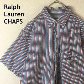 Ralph Lauren - H2 ラルフローレンチャップス　ストライプ柄シャツ　半袖　サッカー生地　Mメンズ