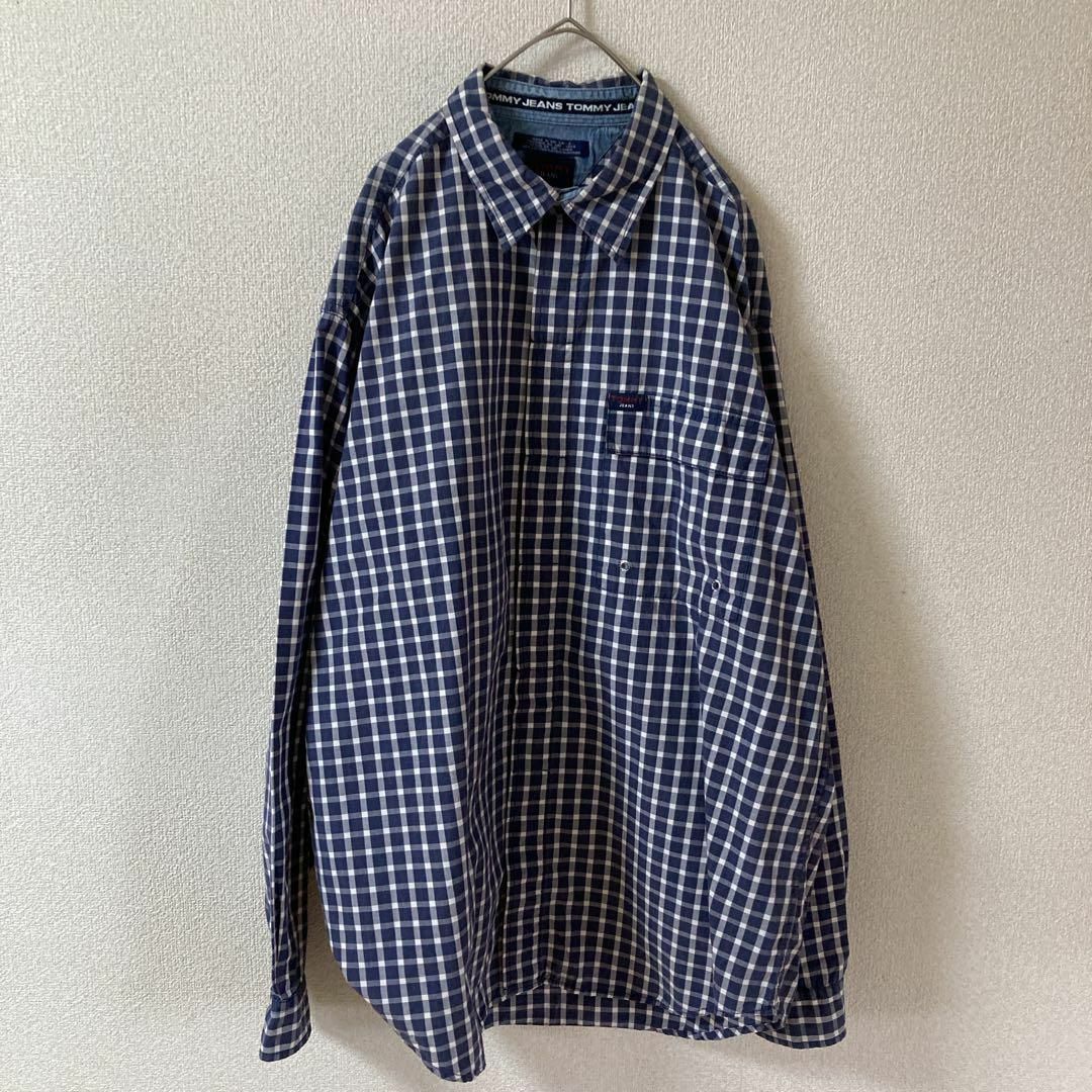 TOMMY JEANS(トミージーンズ)のK3 トミージーンズ　チェック柄シャツ　長袖　ゆったり　Ｌメンズ メンズのトップス(Tシャツ/カットソー(七分/長袖))の商品写真