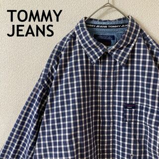 トミージーンズ(TOMMY JEANS)のK3 トミージーンズ　チェック柄シャツ　長袖　ゆったり　Ｌメンズ(Tシャツ/カットソー(七分/長袖))