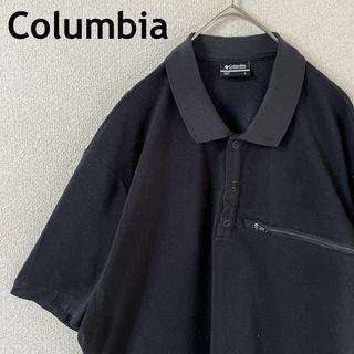 コロンビア(Columbia)のI1 コロンビア　ポロシャツ　半袖　スナップボタン　Ｌメンズ 黒　ゆったり(ポロシャツ)