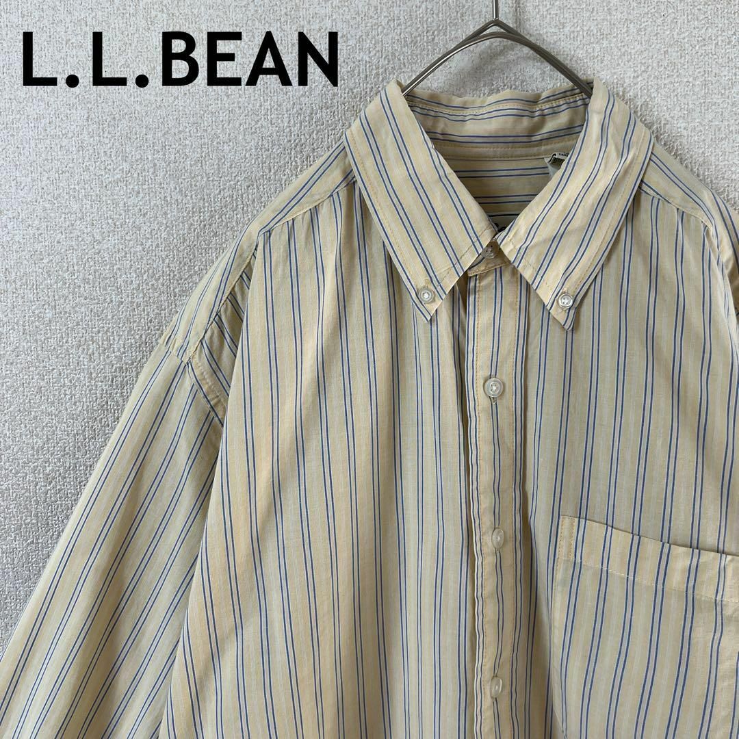 L.L.Bean(エルエルビーン)のF3 L.L.BEAN ストライプシャツ　長袖　コットン　L〜XLメンズ相当 メンズのトップス(Tシャツ/カットソー(七分/長袖))の商品写真