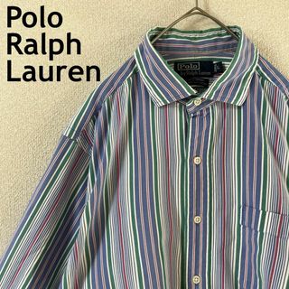 ポロラルフローレン(POLO RALPH LAUREN)のP2 ラルフローレン　マルチストライプ柄シャツ　長袖　ゆったり　Ｌメンズ(Tシャツ/カットソー(七分/長袖))