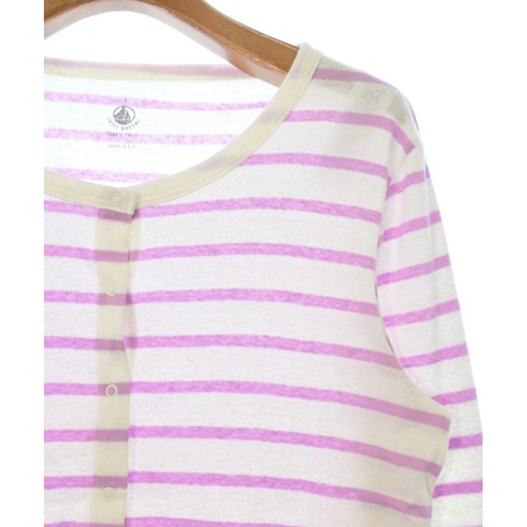 PETIT BATEAU(プチバトー)のPETIT BATEAU プチバトー カーディガン S 白x紫(ボーダー) 【古着】【中古】 レディースのトップス(カーディガン)の商品写真