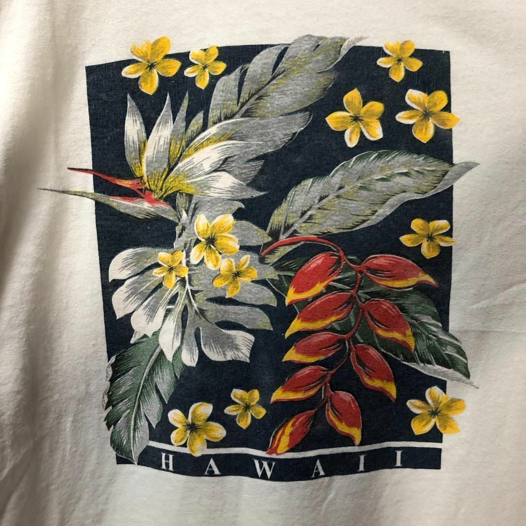 Anvil(アンビル)のHAWAII 花 植物 アメリカ輸入 デザイン ホワイトカラー Tシャツ メンズのトップス(Tシャツ/カットソー(半袖/袖なし))の商品写真