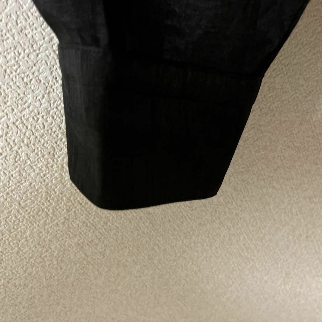 F3ストライプシャツ　長袖　スクエアテイル　ダークカラー　XLメンズ相当　黒系 メンズのトップス(Tシャツ/カットソー(七分/長袖))の商品写真