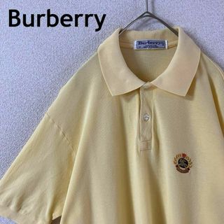 バーバリー(BURBERRY)のL1 バーバリー　ポロシャツ　半袖　鹿子　Mメンズ　無地 UK製　刺繍ロゴ(ポロシャツ)