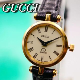 グッチ(Gucci)の美品 GUCCI サイドシェリーライン ラウンド レディース腕時計 828(腕時計)