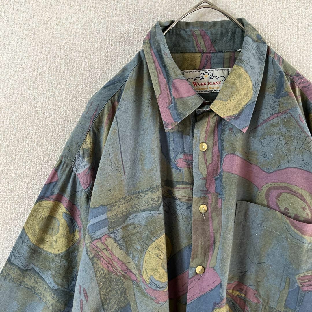 K2 ユーロデザインシャツ　長袖　アート　レーヨンシャツ　Ｌメンズ ゆったり メンズのトップス(Tシャツ/カットソー(七分/長袖))の商品写真
