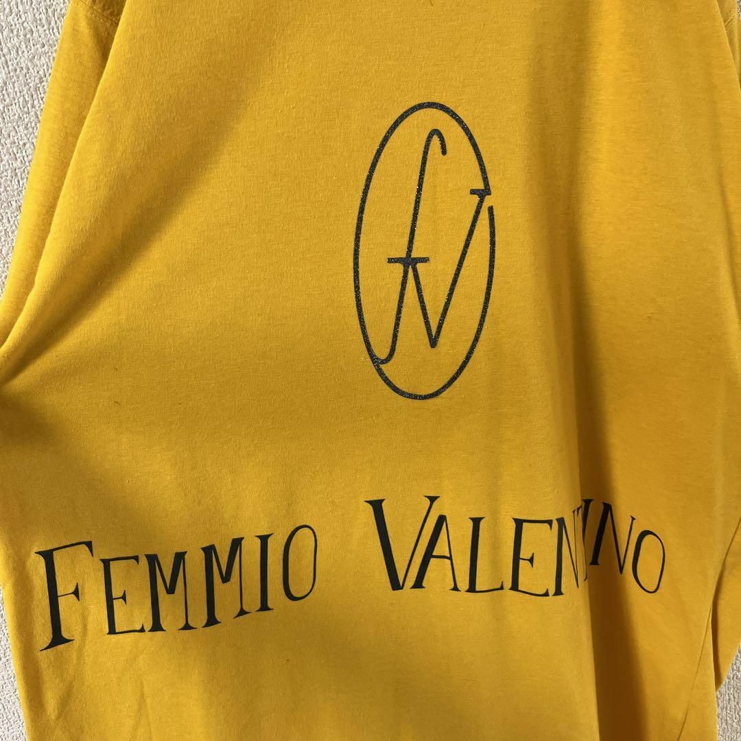 T1 VALENTINO tシャツ半袖　プリントロゴ　イタリア　Mメンズ 黄色 メンズのトップス(Tシャツ/カットソー(半袖/袖なし))の商品写真