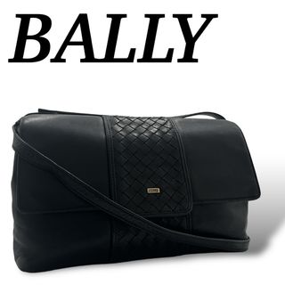 Bally - バリー　ショルダーバッグ　イントレチャート　斜めがけ　ロゴプレート　ラム　黒