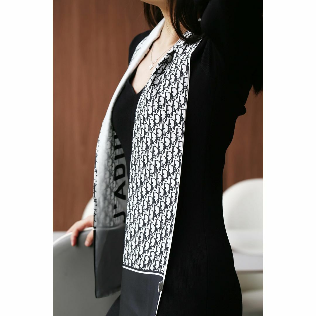【色: blackD】[BOTICO] スカーフ 長方形シルクスカーフ 大判 1 レディースのファッション小物(その他)の商品写真