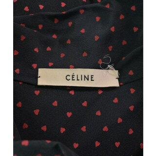 セリーヌ(celine)のCELINE セリーヌ カジュアルシャツ 36(S位) 紺x赤(ハート柄) 【古着】【中古】(シャツ/ブラウス(長袖/七分))