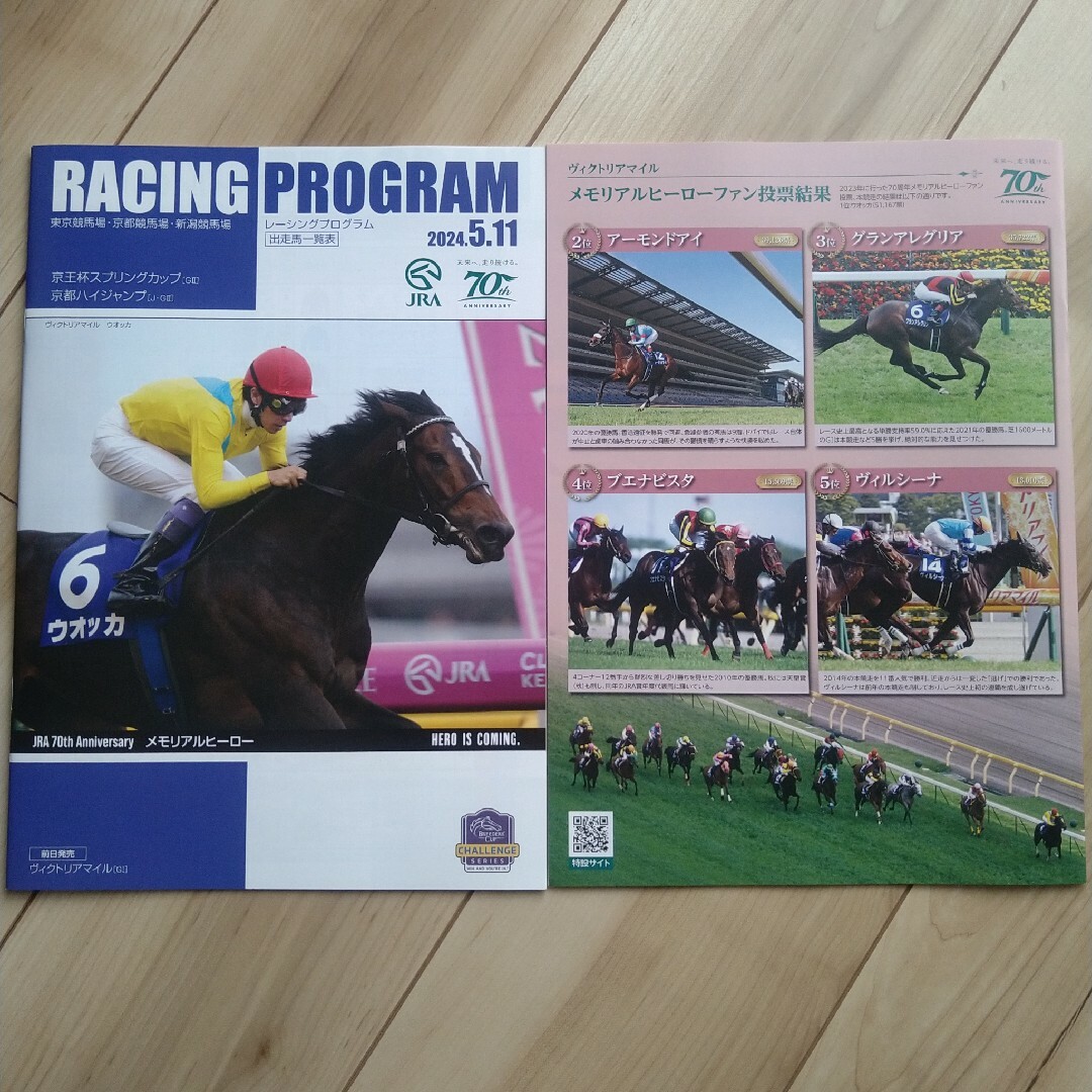 競馬 JRA ヴィクトリアマイル　土曜日版レーシングプログラム2冊　レープロ エンタメ/ホビーの雑誌(その他)の商品写真