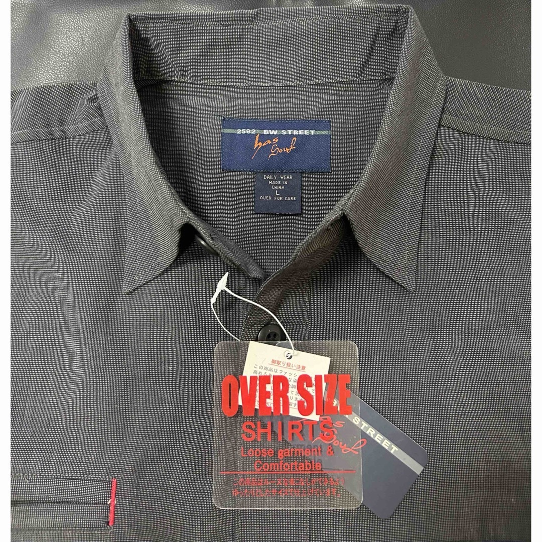 新品 Ｈ・Ｂ ハズ・ビーン メンズ長袖 オーバーシャツ ダークグレー Lサイズ メンズのトップス(シャツ)の商品写真