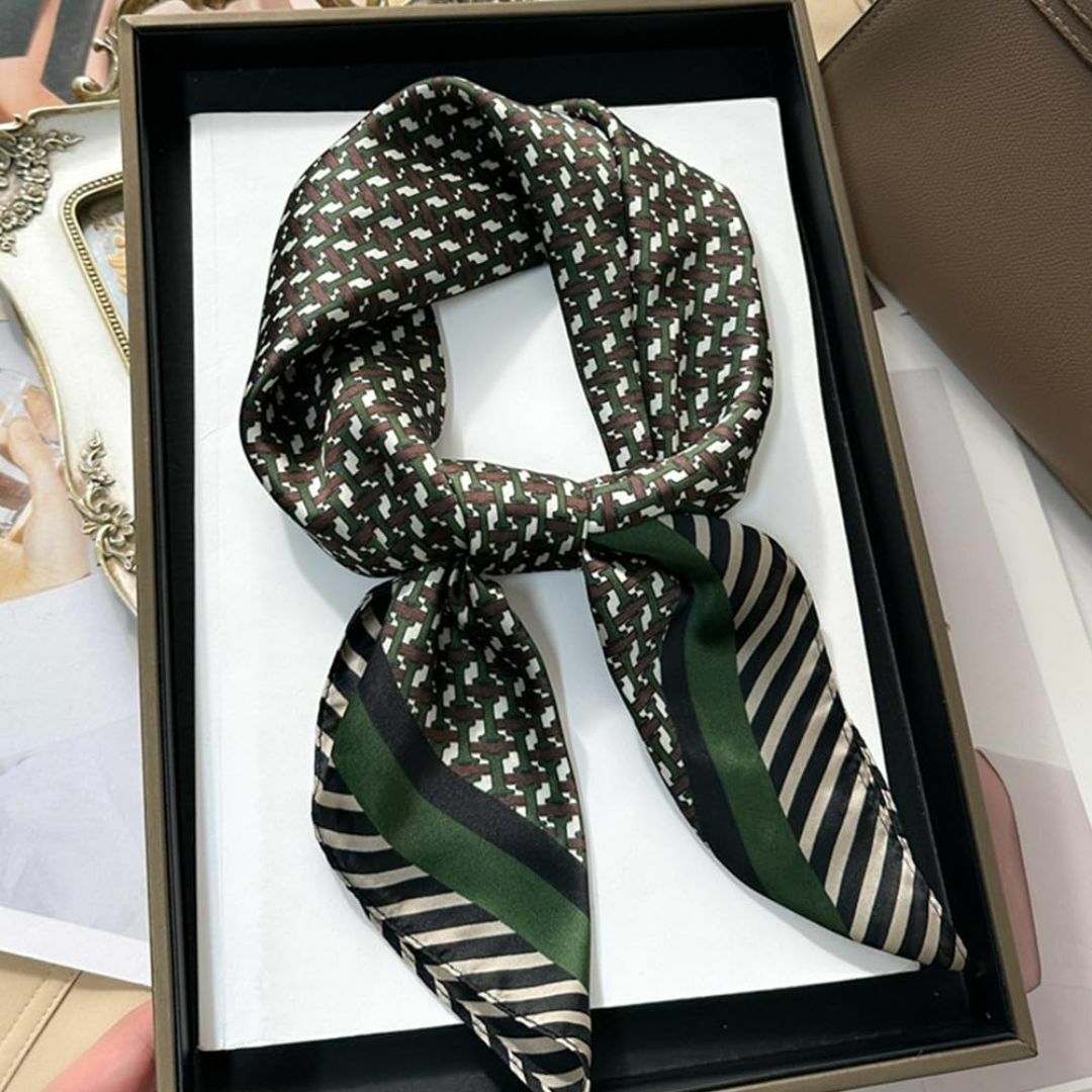 【色: G緑】[SEENFAAN] スカーフ レデイース 70㎝ バンダナ バッ レディースのファッション小物(その他)の商品写真