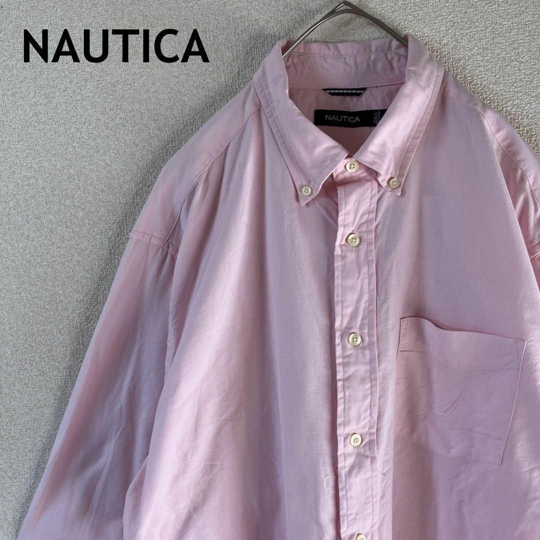 NAUTICA(ノーティカ)のJ2ノーティカ　コットンシャツ　長袖　ゆったり　Ｌメンズ ライトピンク メンズのトップス(Tシャツ/カットソー(七分/長袖))の商品写真